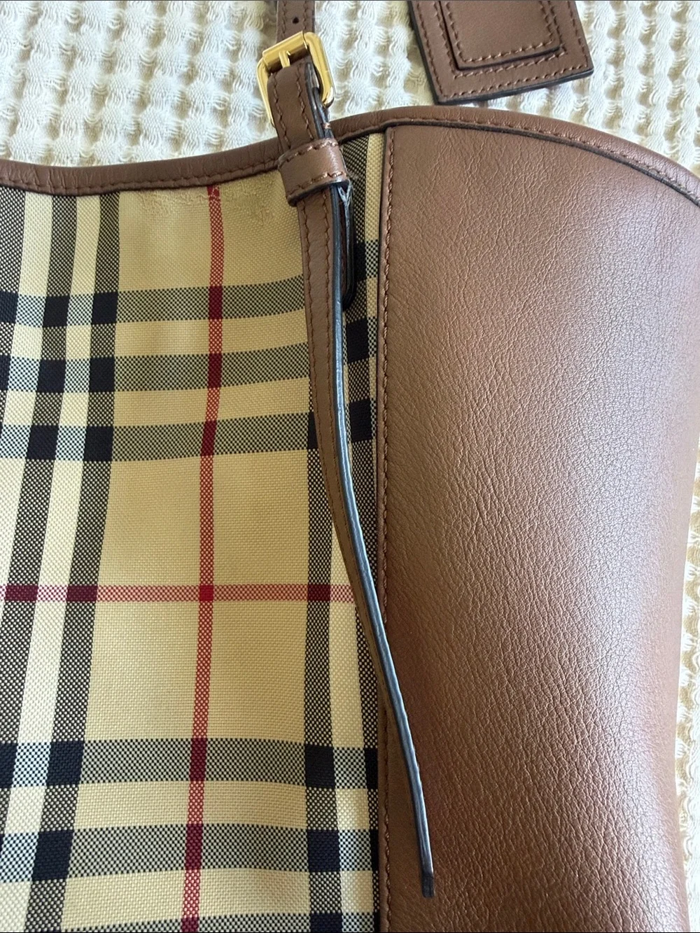 Burberry Authentic Classic Brown Plaid Tote Bag